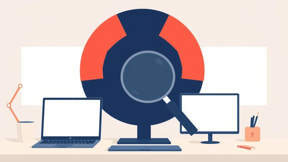 Illustration: A circular flow diagram sits on a clean desk surface, featuring four distinct abstract segments that connect in a continuous loop.