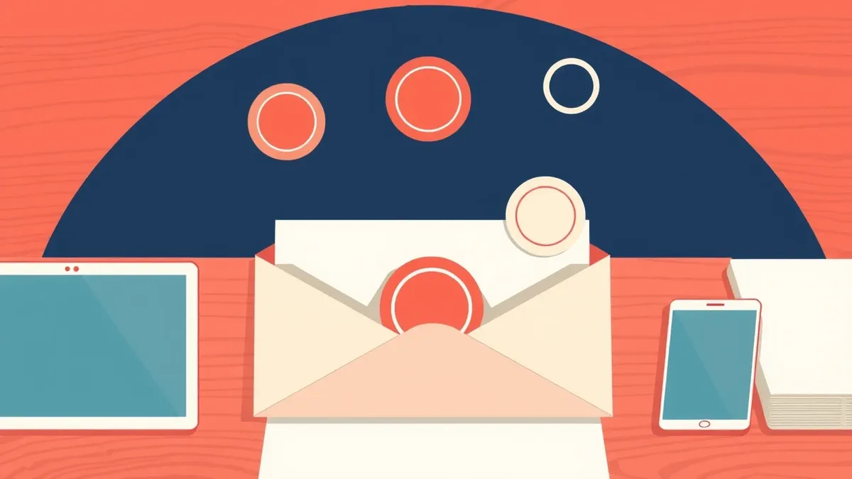 Illustration: An open envelope rests on a wooden desk, releasing three distinct seals that float above the paper.