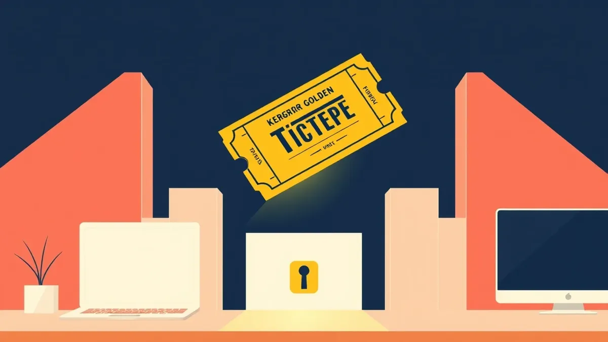 Illustration: A forged golden ticket floats in the air, glowing with a deceptive sheen.